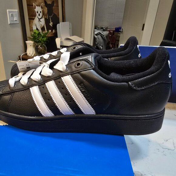 Adidas Superstar II Black & White Unisex Sneakers - Mens Size 10 NEW (JI3538) - Picture 1 of 14